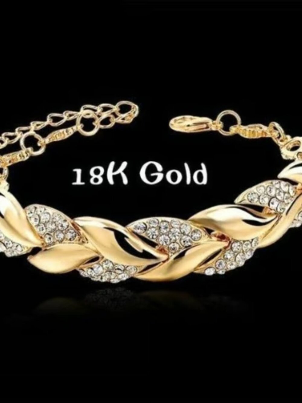 Elegant Gold & Rhinestone Leaf Bracelet